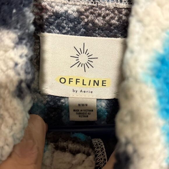 Aerie Blue and Black Patterned Turtleneck Sweater Size M - Picture 7 of 11